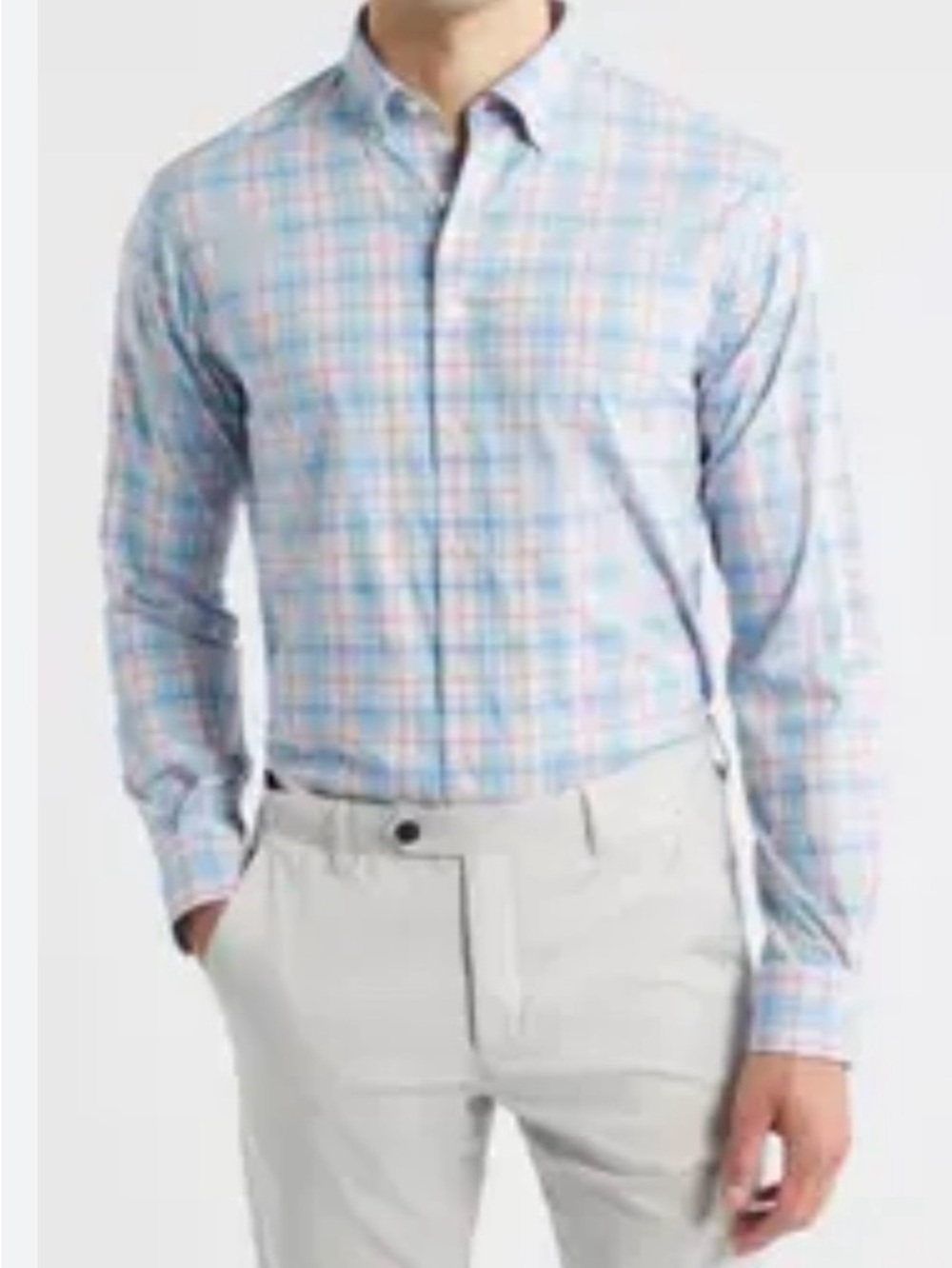 Like New! Johnnie-O Light Blue Plaid Button-Down Shirt